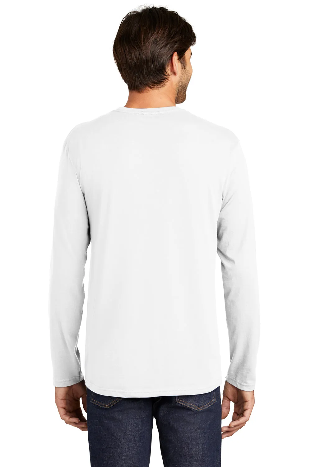 District Mens Perfect Weight Long Sleeve Crewneck T-Shirt - Bright White  Buy new Clothing District
