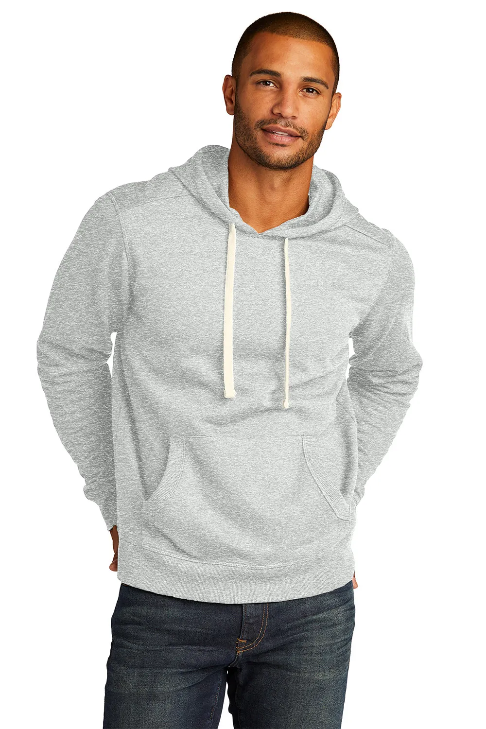 District Mens Re-Fleece Hooded Sweatshirt Hoodie w/ Pouch Pocket - Ash Grey  Buy new Clothing District