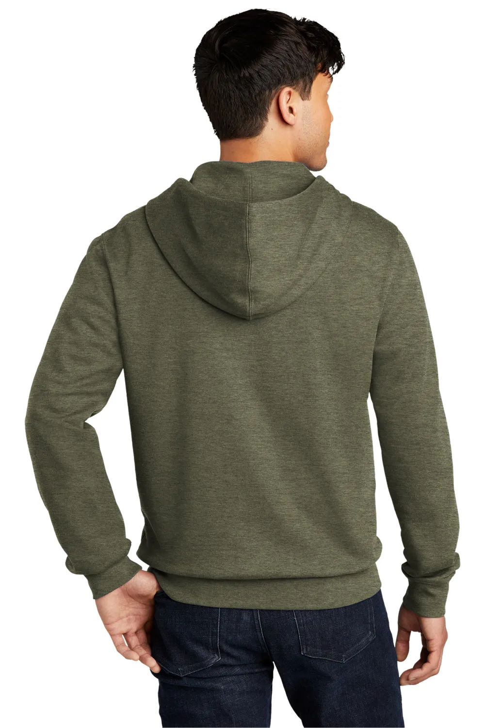 District Mens Very Important Fleece Full Zip Hooded Sweatshirt Hoodie w/ Pockets - Heather Olive Green  Buy new Clothing District