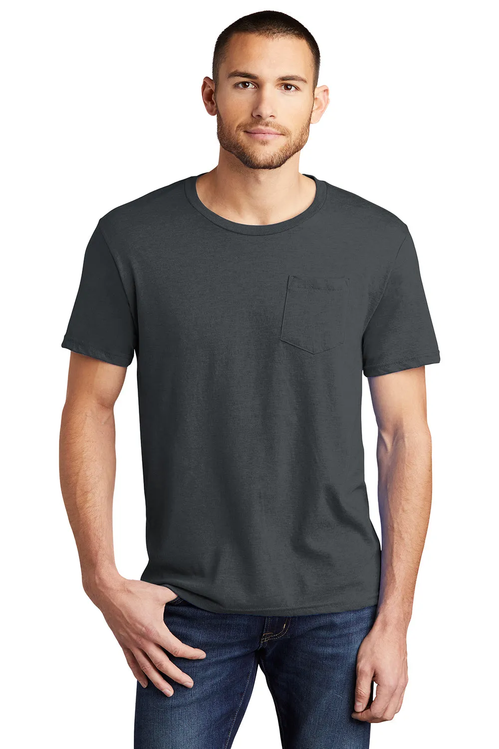 District Mens Very Important Short Sleeve Crewneck T-Shirt w/ Pocket - Charcoal Grey  Buy new Clothing District