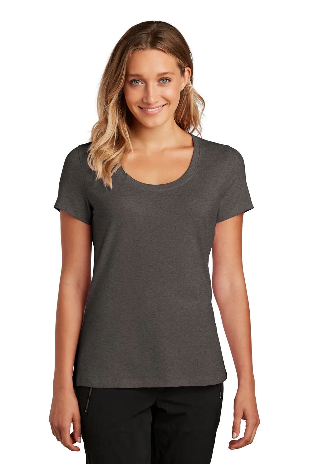 District Womens Flex Short Sleeve Scoop Neck T-Shirt - Heather Charcoal Grey  Buy new Clothing District