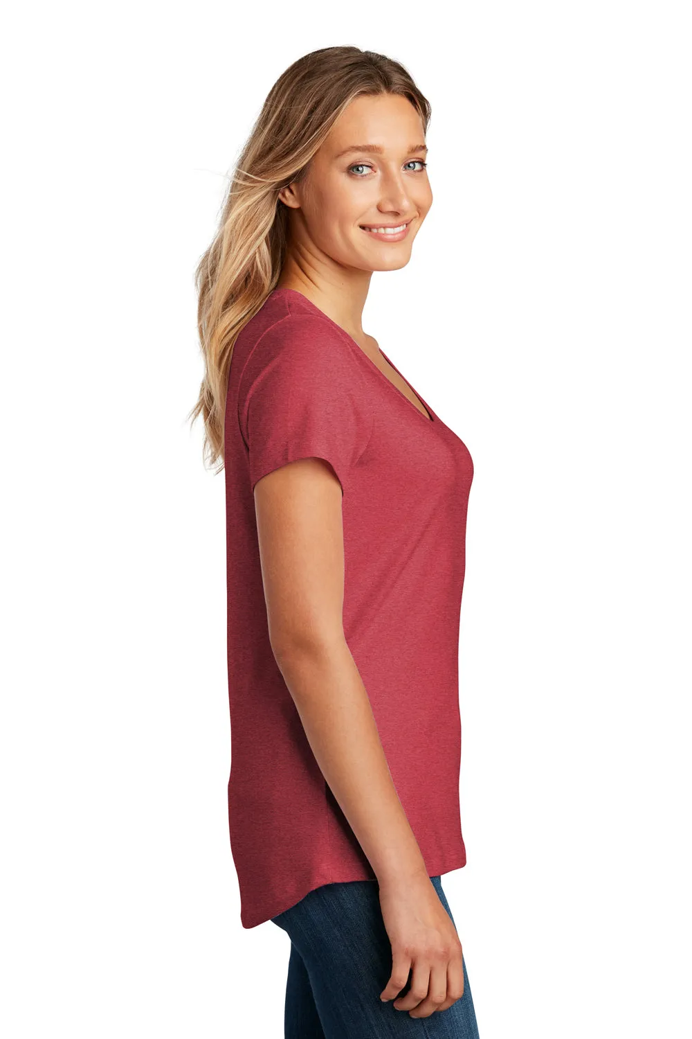 District Womens Flex Short Sleeve Scoop Neck T-Shirt - Heather Red - Closeout  Buy new Clothing District