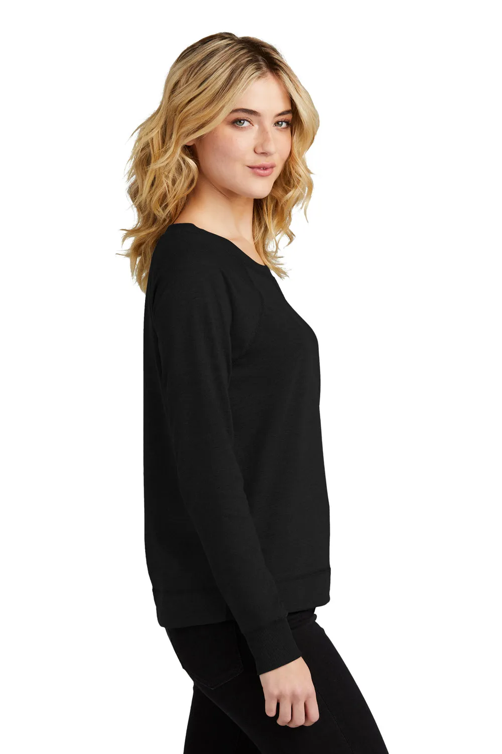 District Womens French Terry Crewneck Sweatshirt - Black  Buy new Clothing District