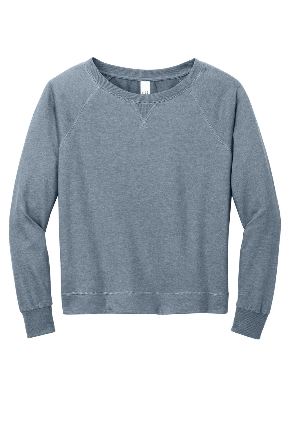 District Womens French Terry Crewneck Sweatshirt - Heather Flint Blue  Buy new Clothing District