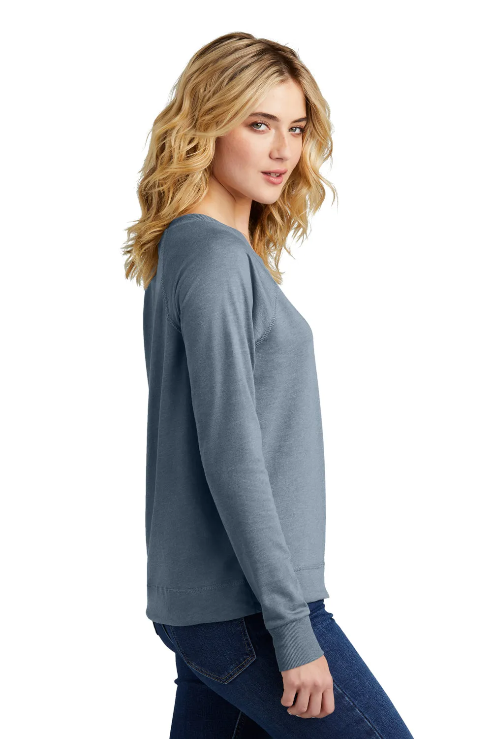 District Womens French Terry Crewneck Sweatshirt - Heather Flint Blue  Buy new Clothing District