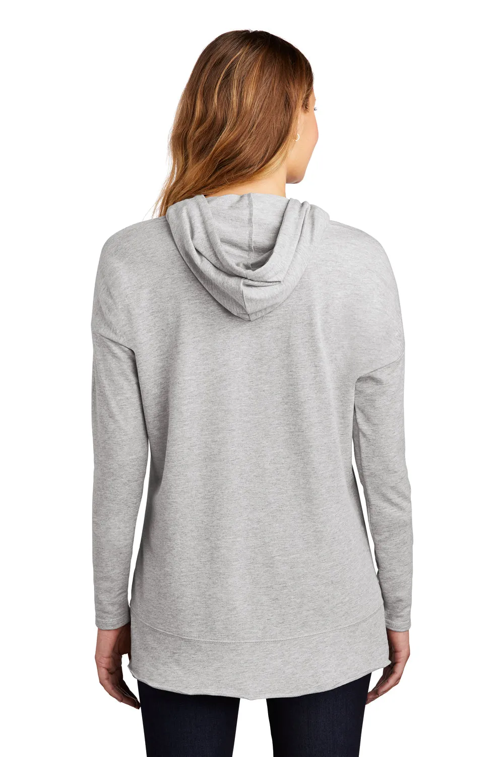 District Womens French Terry Hooded T-Shirt Hoodie - Heather Light Grey  Buy new Clothing District