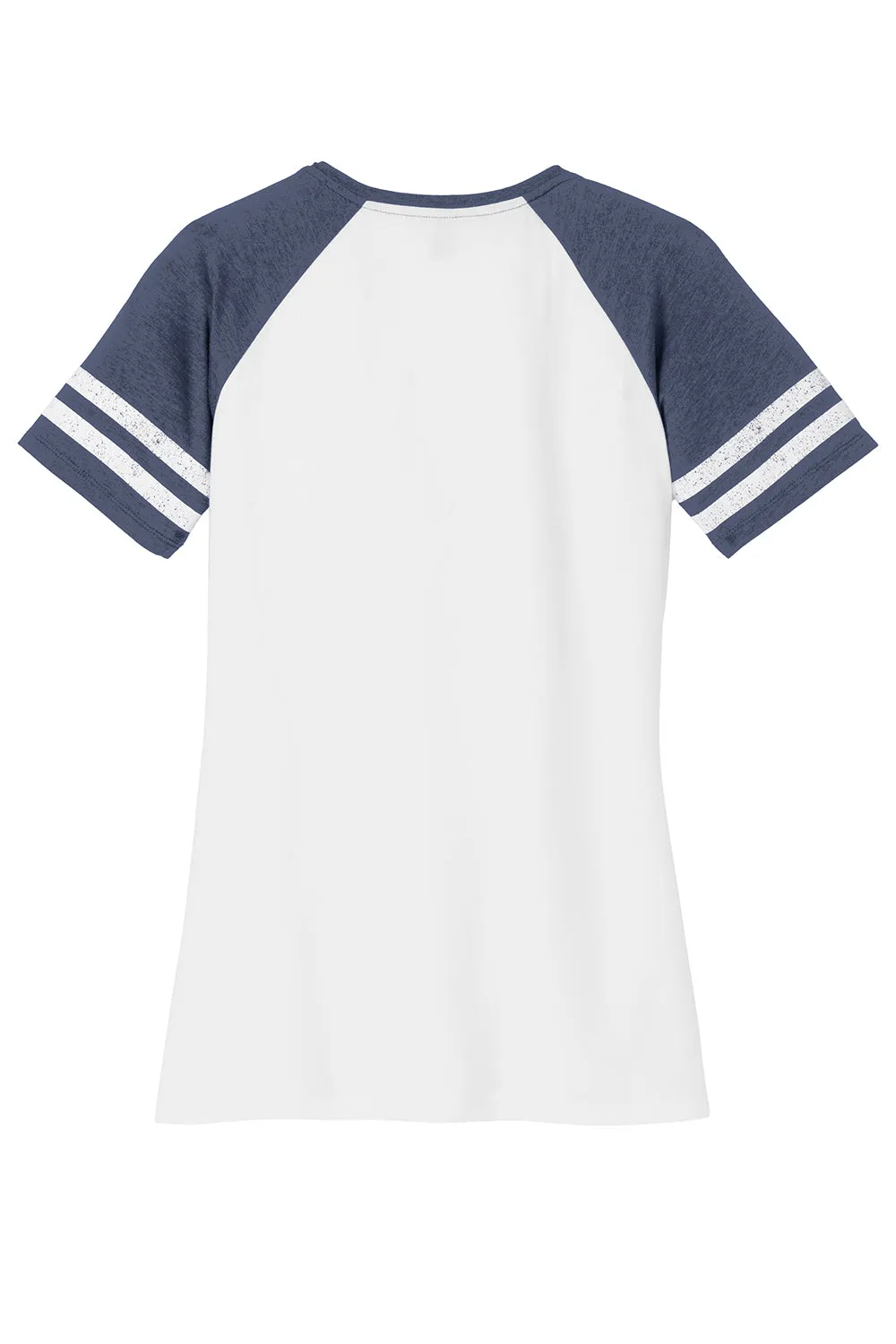 District Womens Game Short Sleeve V-Neck T-Shirt - White/Heather Navy Blue  Buy new Clothing District