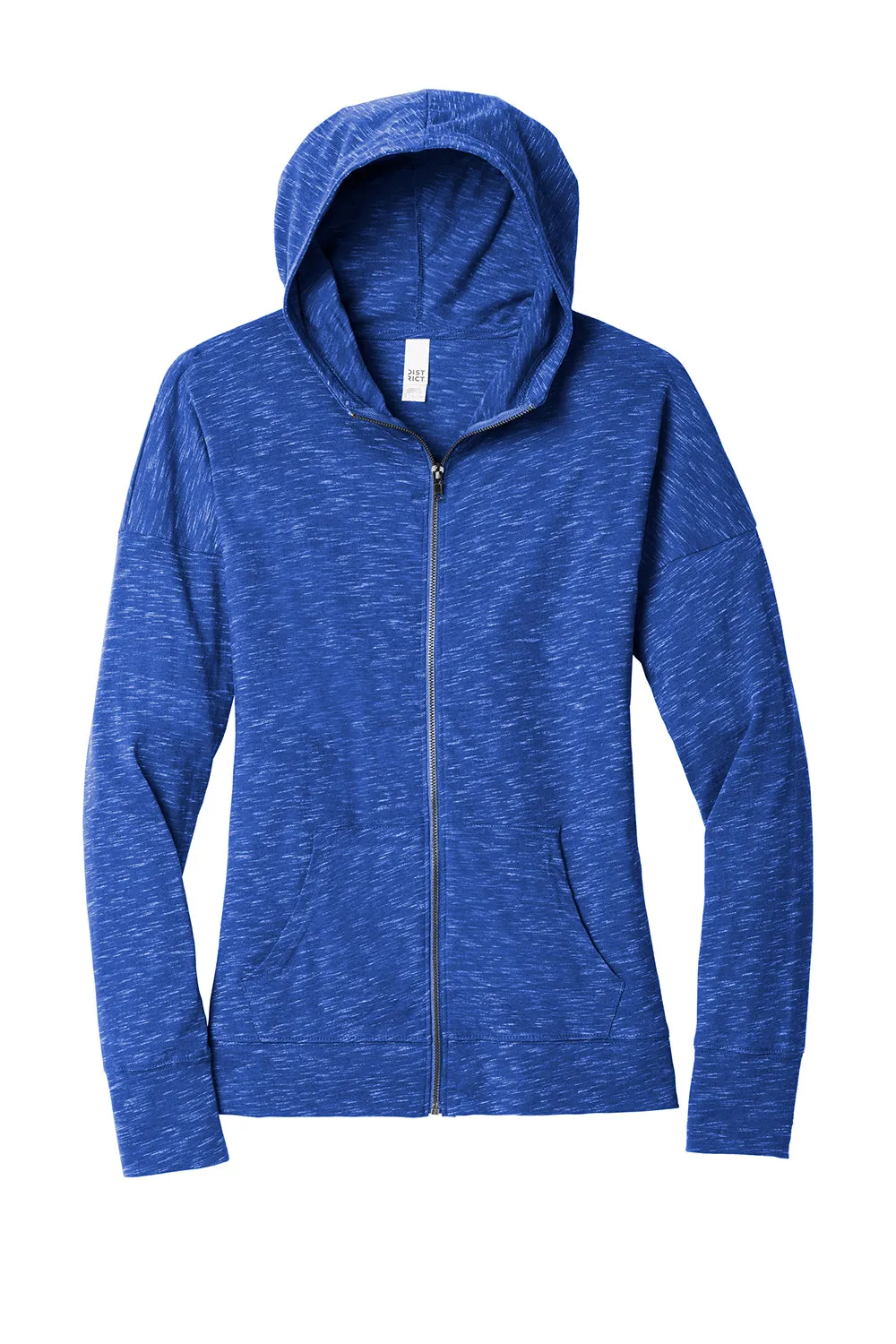 District Womens Medal Full Zip Hooded Sweatshirt Hoodie w/ Pockets - Deep Royal Blue  Buy new Clothing District