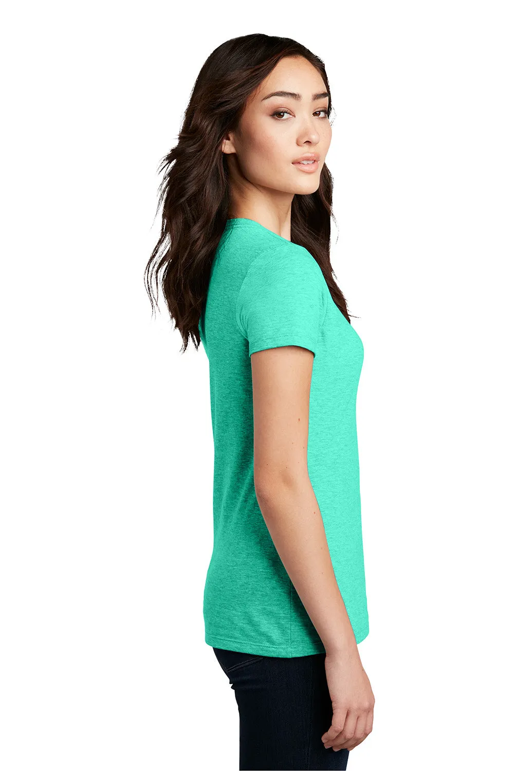 District Womens Perfect Blend Short Sleeve Crewneck T-Shirt - Heather Aqua Green  Buy new Clothing District