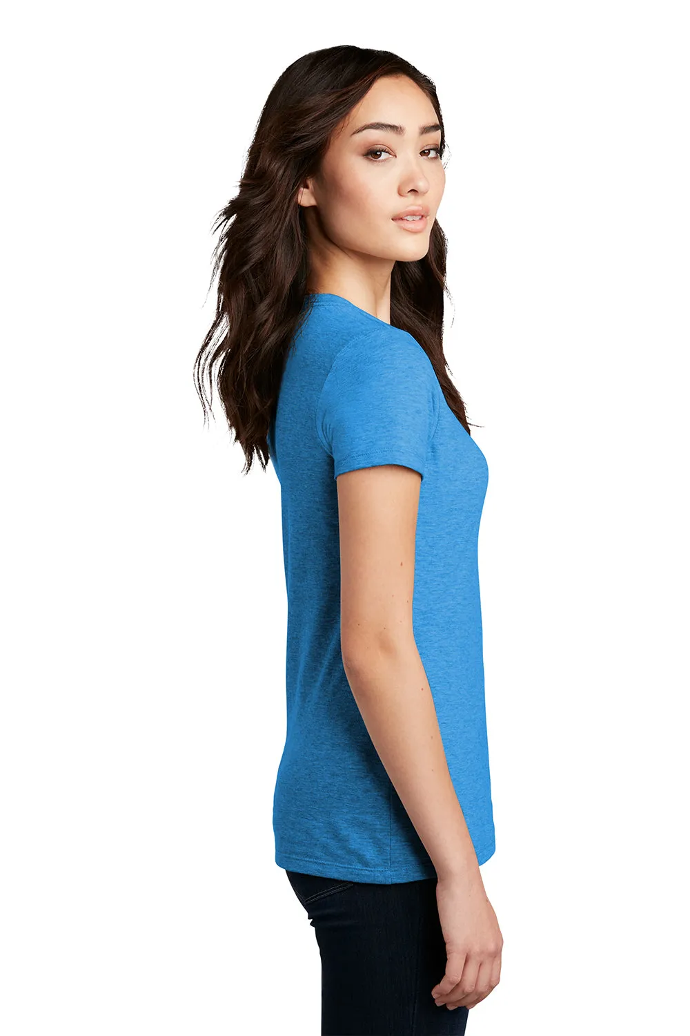 District Womens Perfect Blend Short Sleeve Crewneck T-Shirt - Heather Bright Turquoise Blue  Buy new Clothing District