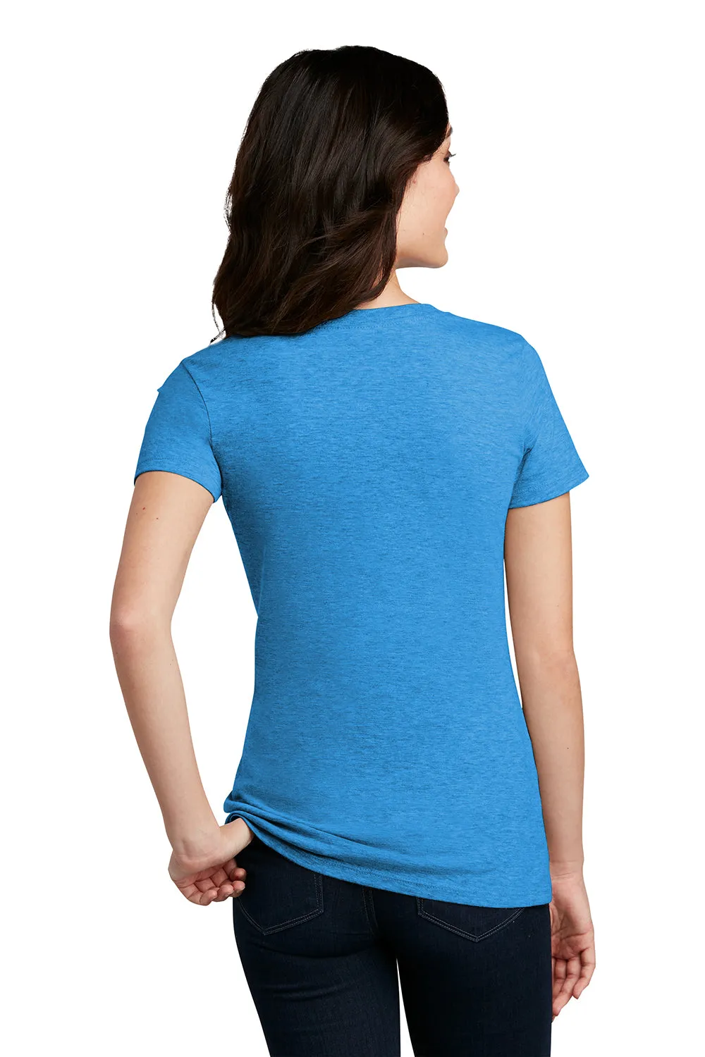 District Womens Perfect Blend Short Sleeve Crewneck T-Shirt - Heather Bright Turquoise Blue  Buy new Clothing District