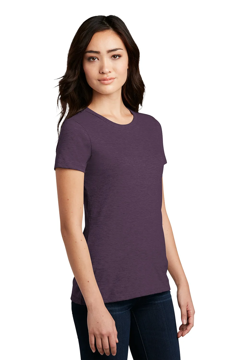 District Womens Perfect Blend Short Sleeve Crewneck T-Shirt - Heather Eggplant Purple  Buy new Clothing District