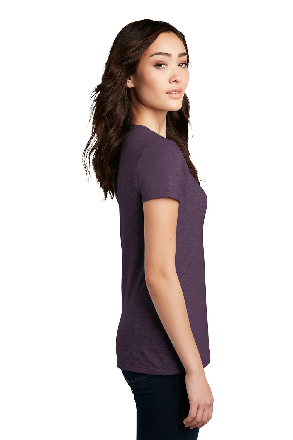 District Womens Perfect Blend Short Sleeve Crewneck T-Shirt - Heather Eggplant Purple  Buy new Clothing District