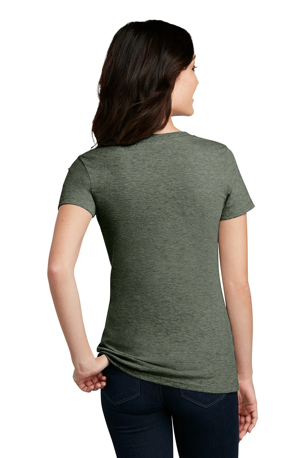 District Womens Perfect Blend Short Sleeve Crewneck T-Shirt - Heather Olive Green  Buy new Clothing District