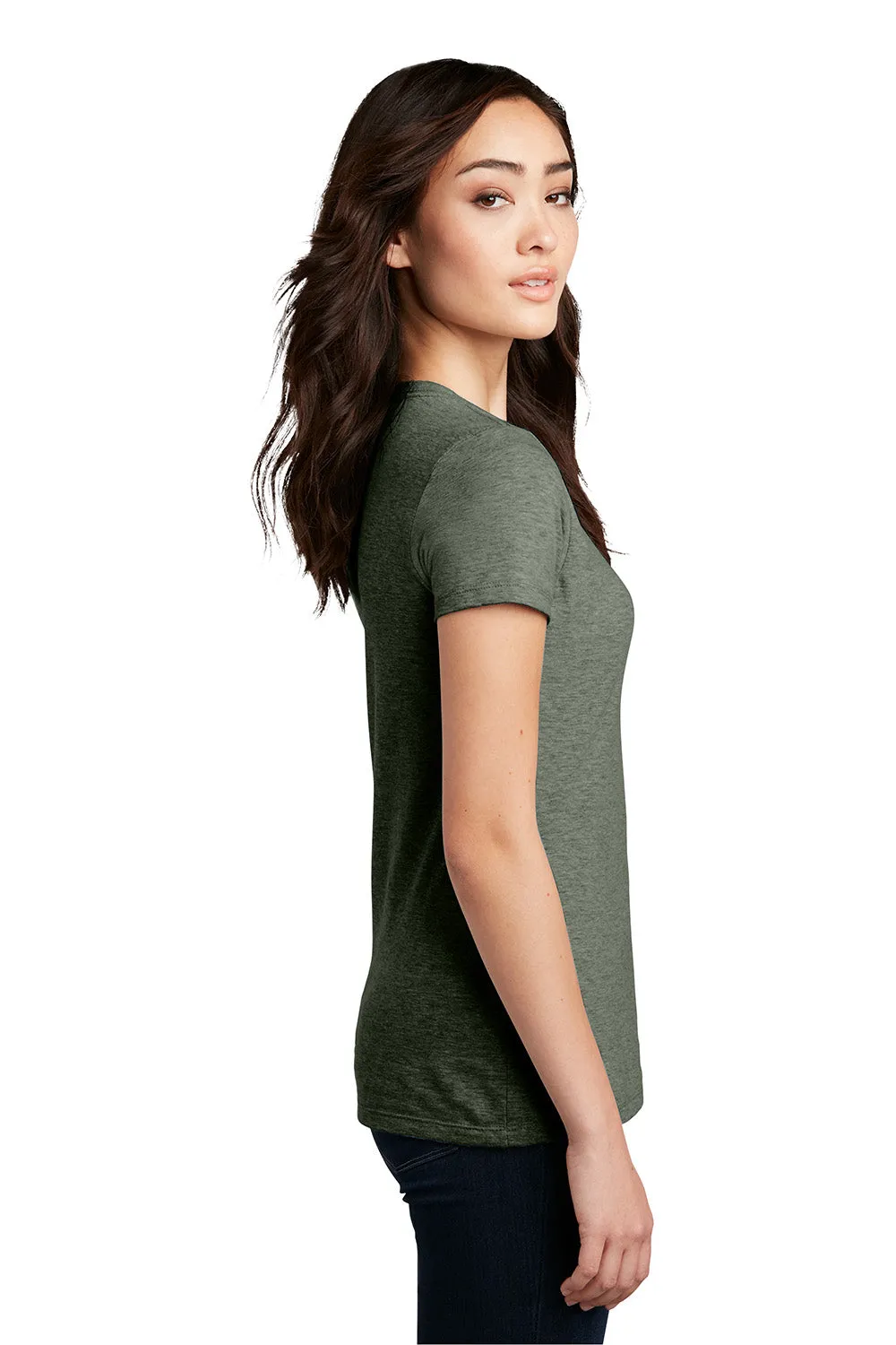 District Womens Perfect Blend Short Sleeve Crewneck T-Shirt - Heather Olive Green  Buy new Clothing District