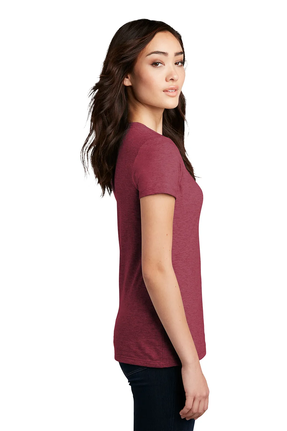 District Womens Perfect Blend Short Sleeve Crewneck T-Shirt - Heather Red  Buy new Clothing District