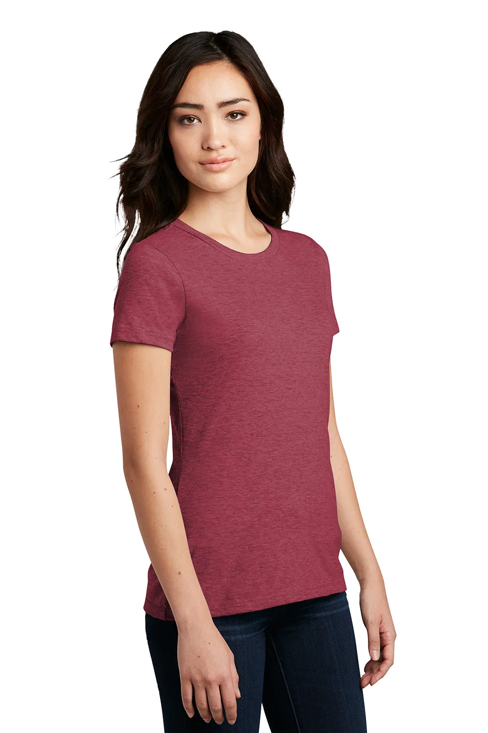 District Womens Perfect Blend Short Sleeve Crewneck T-Shirt - Heather Red  Buy new Clothing District