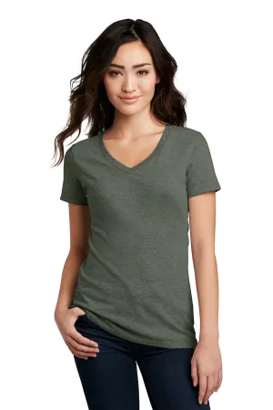 District Womens Perfect Blend Short Sleeve V-Neck T-Shirt - Heather Olive Green  Buy new Clothing District