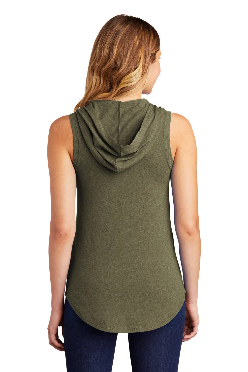 District Womens Perfect Sleeveless Hooded T-Shirt Hoodie - Military Green Frost - Closeout  Buy new Clothing District