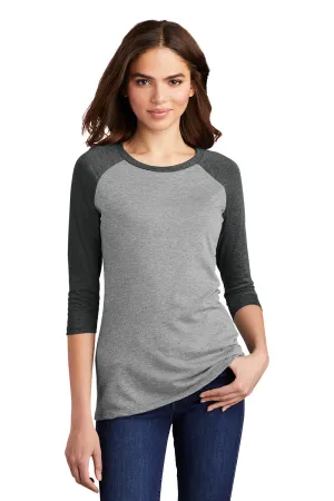 District Womens Perfect Tri 3/4 Sleeve Crewneck T-Shirt - Grey Frost/Black  Buy new Clothing District