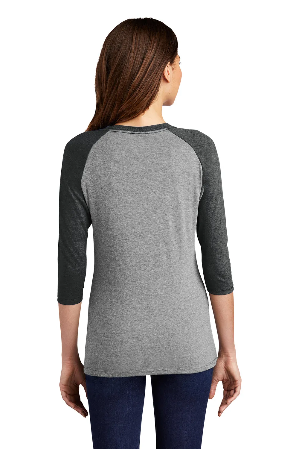 District Womens Perfect Tri 3/4 Sleeve Crewneck T-Shirt - Grey Frost/Black  Buy new Clothing District