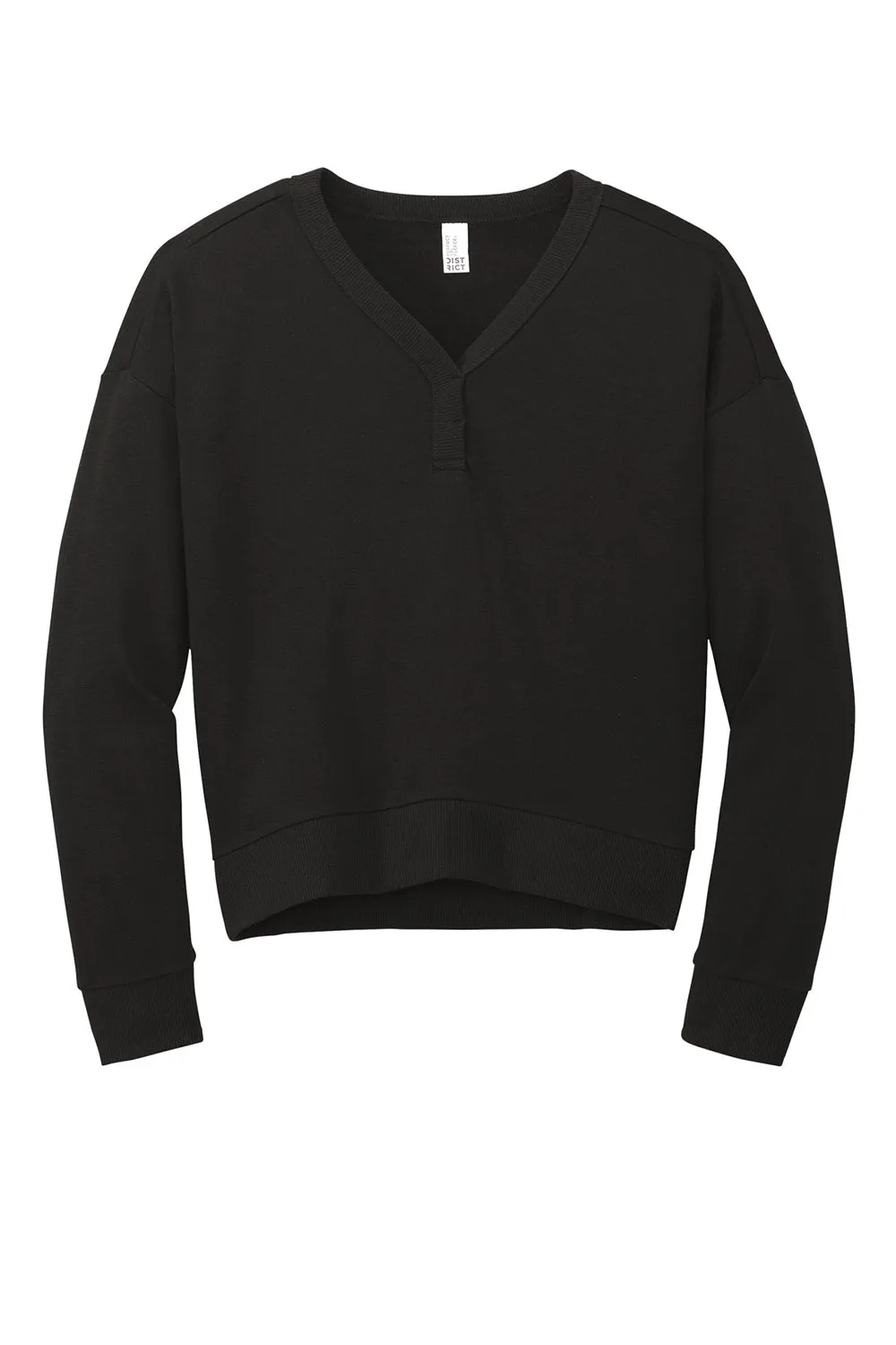 District Womens Perfect Tri Fleece V-Neck Sweatshirt - Black  Buy new Clothing District
