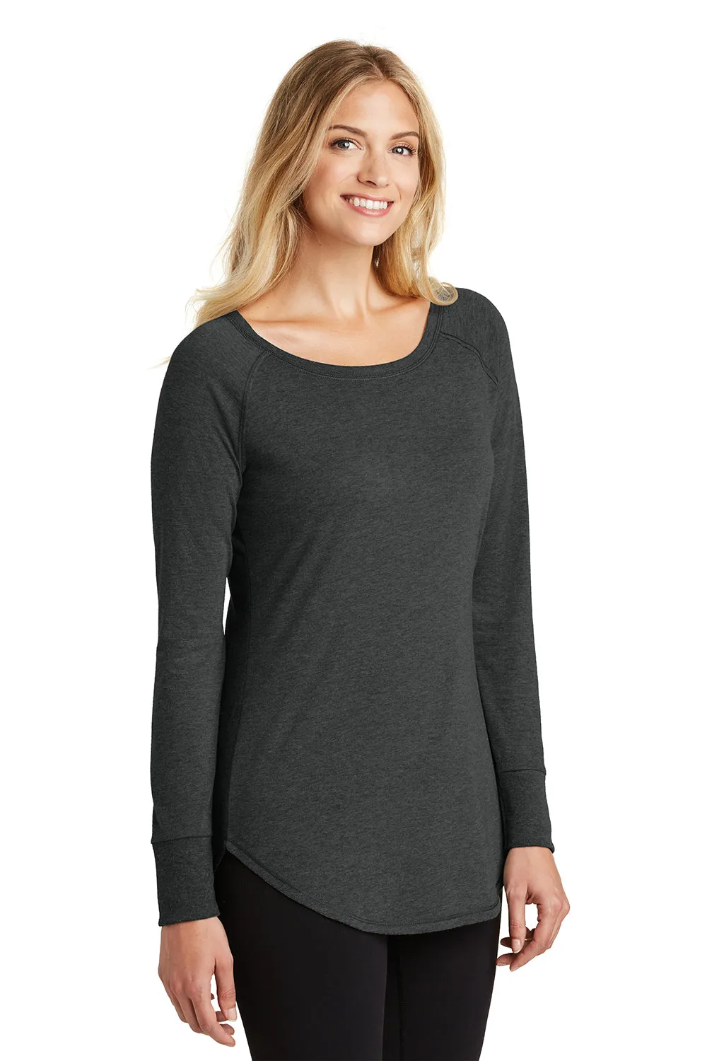 District Womens Perfect Tri Long Sleeve Crewneck T-Shirt - Black Frost  Buy new Clothing District