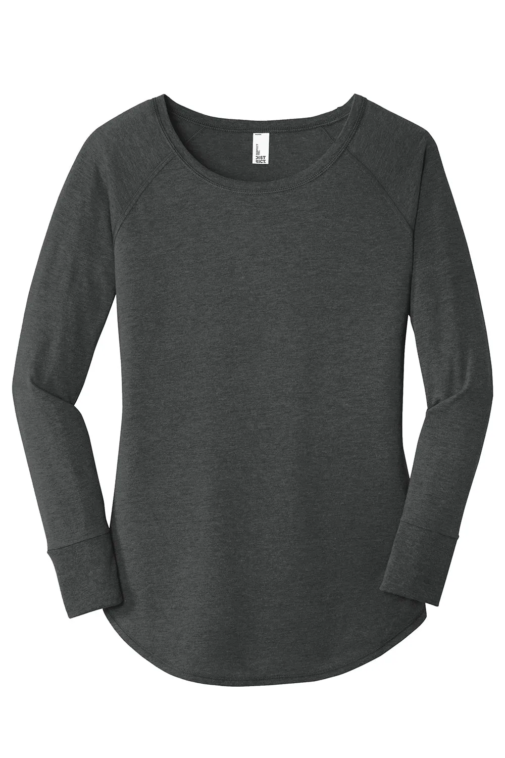 District Womens Perfect Tri Long Sleeve Crewneck T-Shirt - Black Frost  Buy new Clothing District