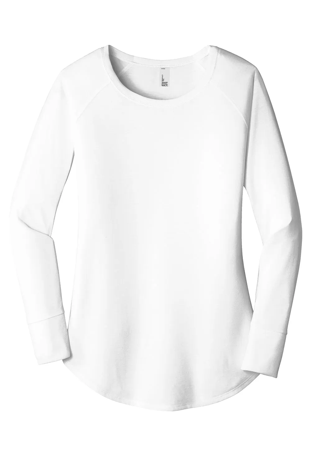 District Womens Perfect Tri Long Sleeve Crewneck T-Shirt - White  Buy new Clothing District
