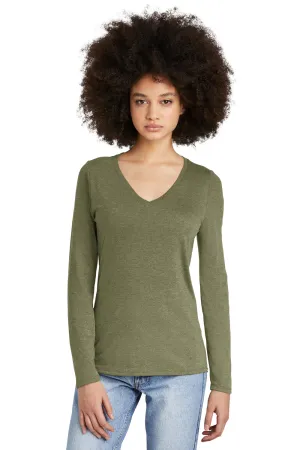 District Womens Perfect Tri Long Sleeve V-Neck T-Shirt - Military Green Frost  Buy new Clothing District