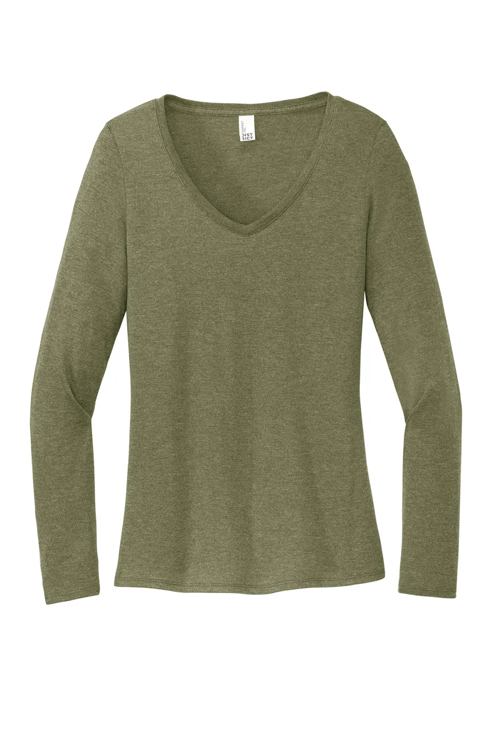 District Womens Perfect Tri Long Sleeve V-Neck T-Shirt - Military Green Frost  Buy new Clothing District