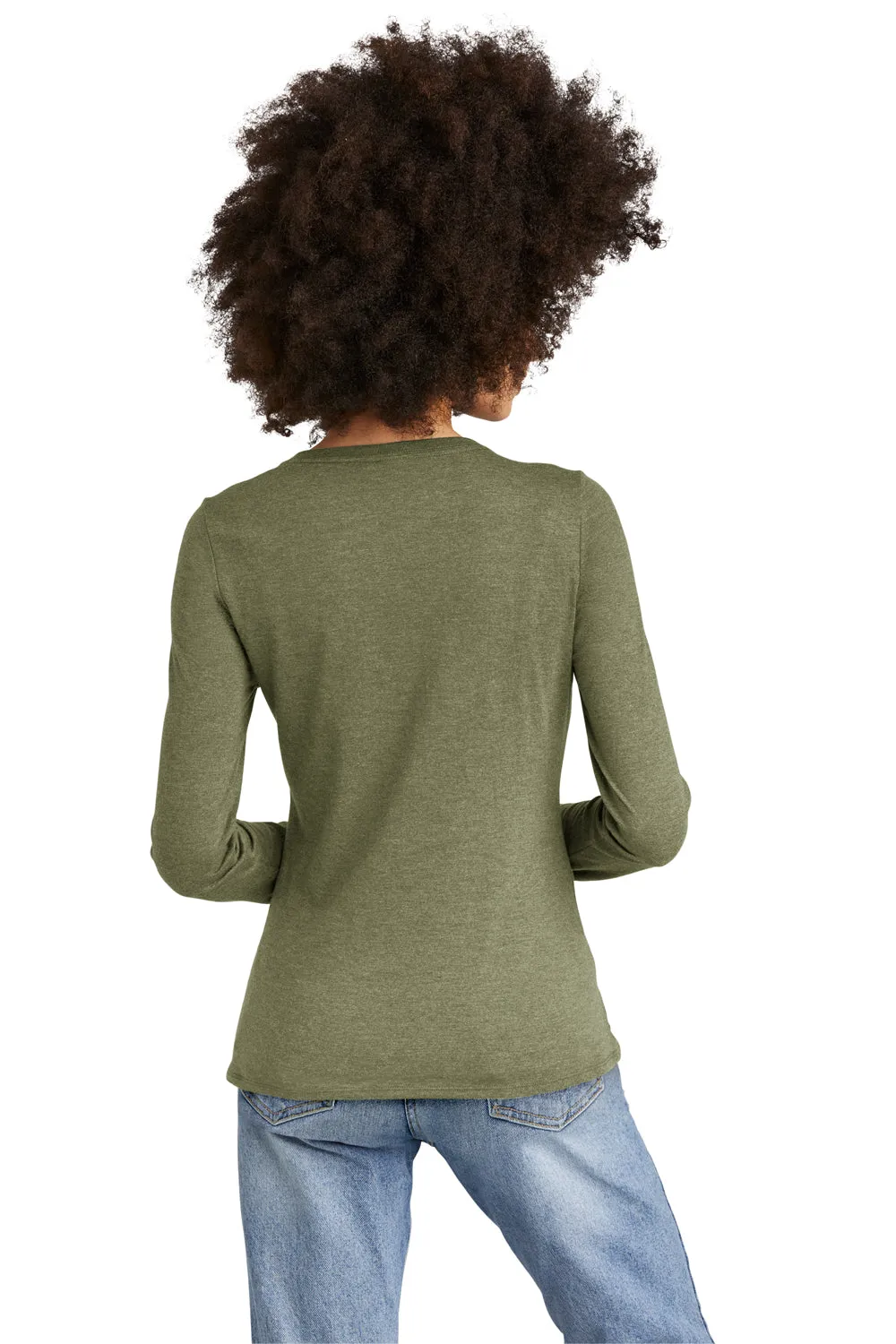 District Womens Perfect Tri Long Sleeve V-Neck T-Shirt - Military Green Frost  Buy new Clothing District