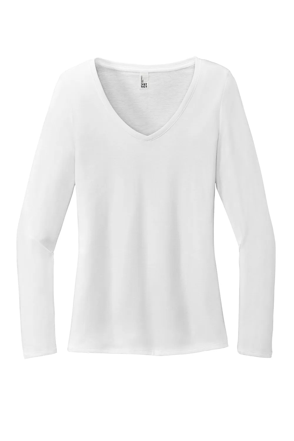 District Womens Perfect Tri Long Sleeve V-Neck T-Shirt - White  Buy new Clothing District