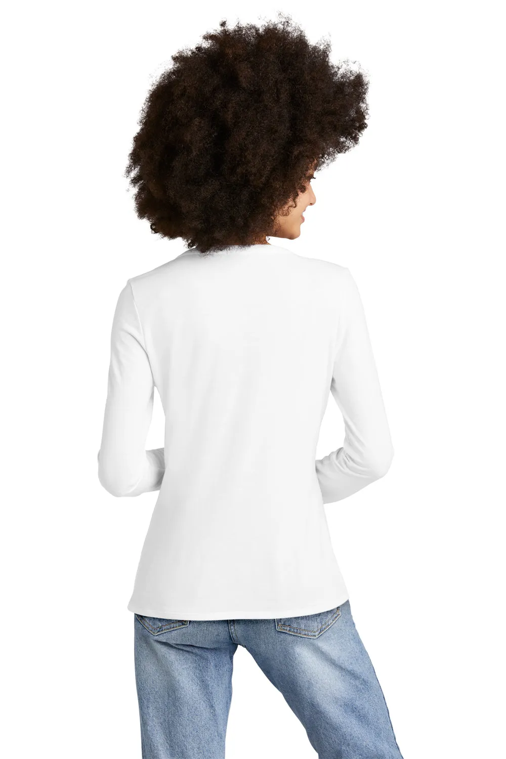 District Womens Perfect Tri Long Sleeve V-Neck T-Shirt - White  Buy new Clothing District