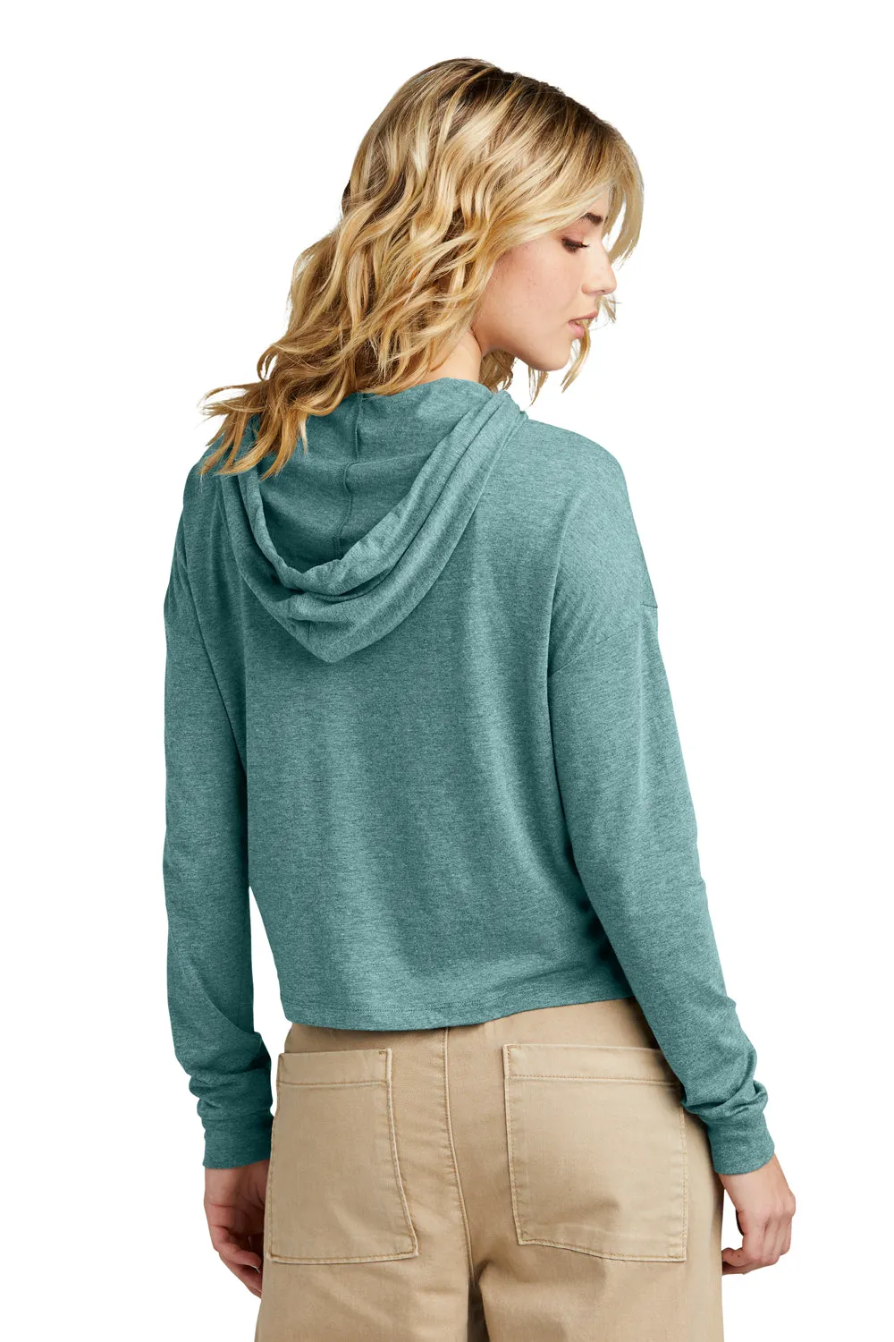 District Womens Perfect Tri Midi Hooded Sweatshirt Hoodie - Heather Eucalyptus Blue  Buy new Clothing District