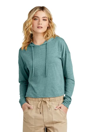 District Womens Perfect Tri Midi Hooded Sweatshirt Hoodie - Heather Eucalyptus Blue  Buy new Clothing District