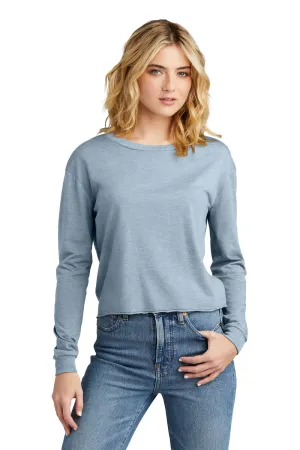 District Womens Perfect Tri Midi Long Sleeve Crewneck T-Shirt - Heather Flint Blue  Buy new Clothing District