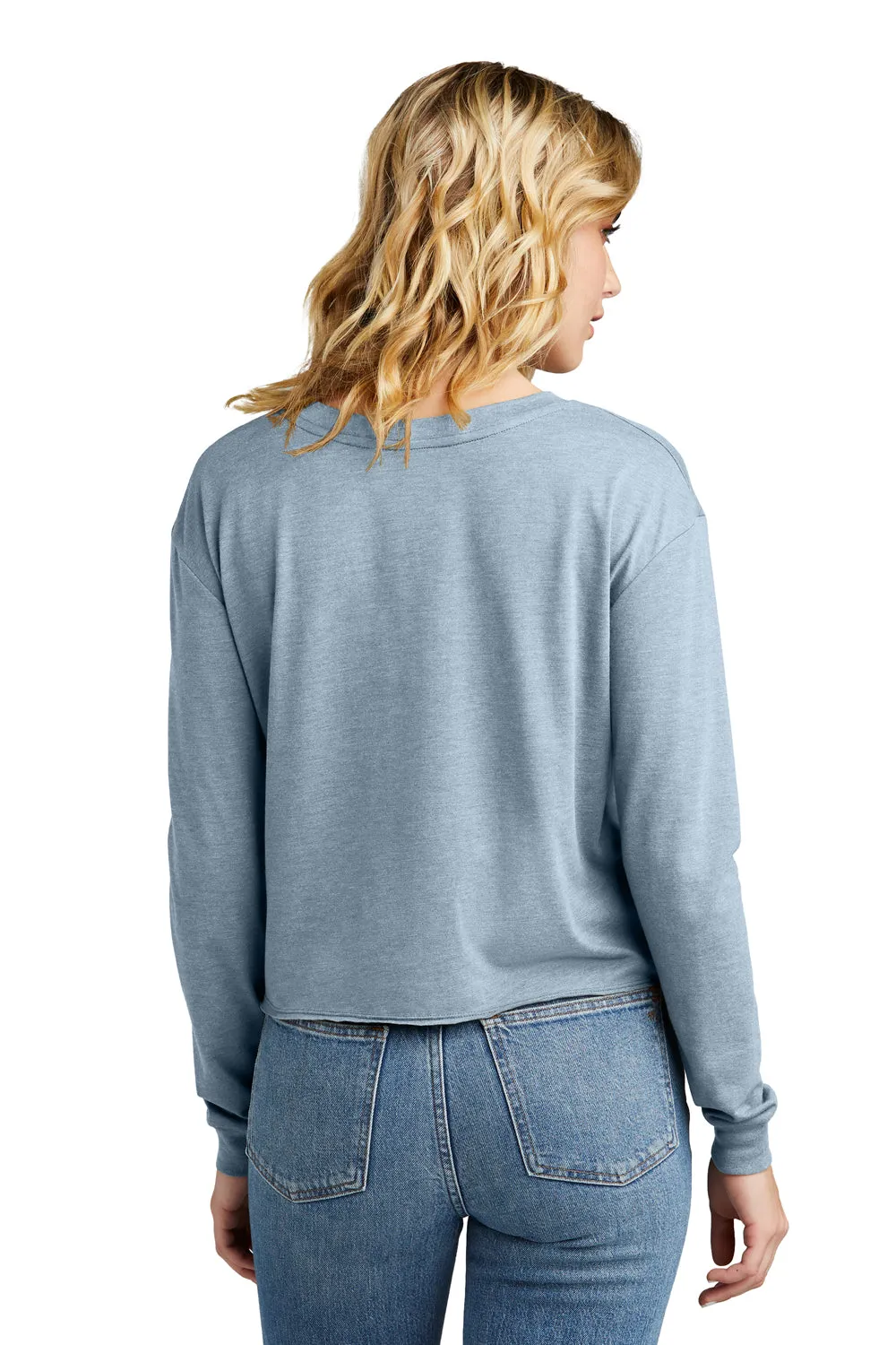 District Womens Perfect Tri Midi Long Sleeve Crewneck T-Shirt - Heather Flint Blue  Buy new Clothing District