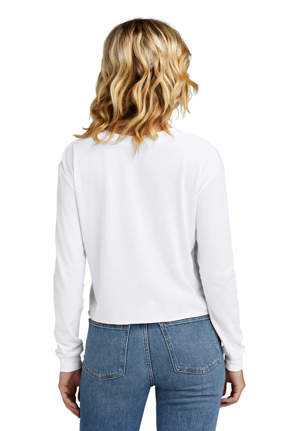 District Womens Perfect Tri Midi Long Sleeve Crewneck T-Shirt - White  Buy new Clothing District
