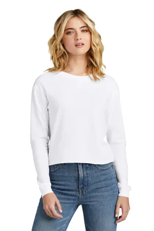 District Womens Perfect Tri Midi Long Sleeve Crewneck T-Shirt - White  Buy new Clothing District