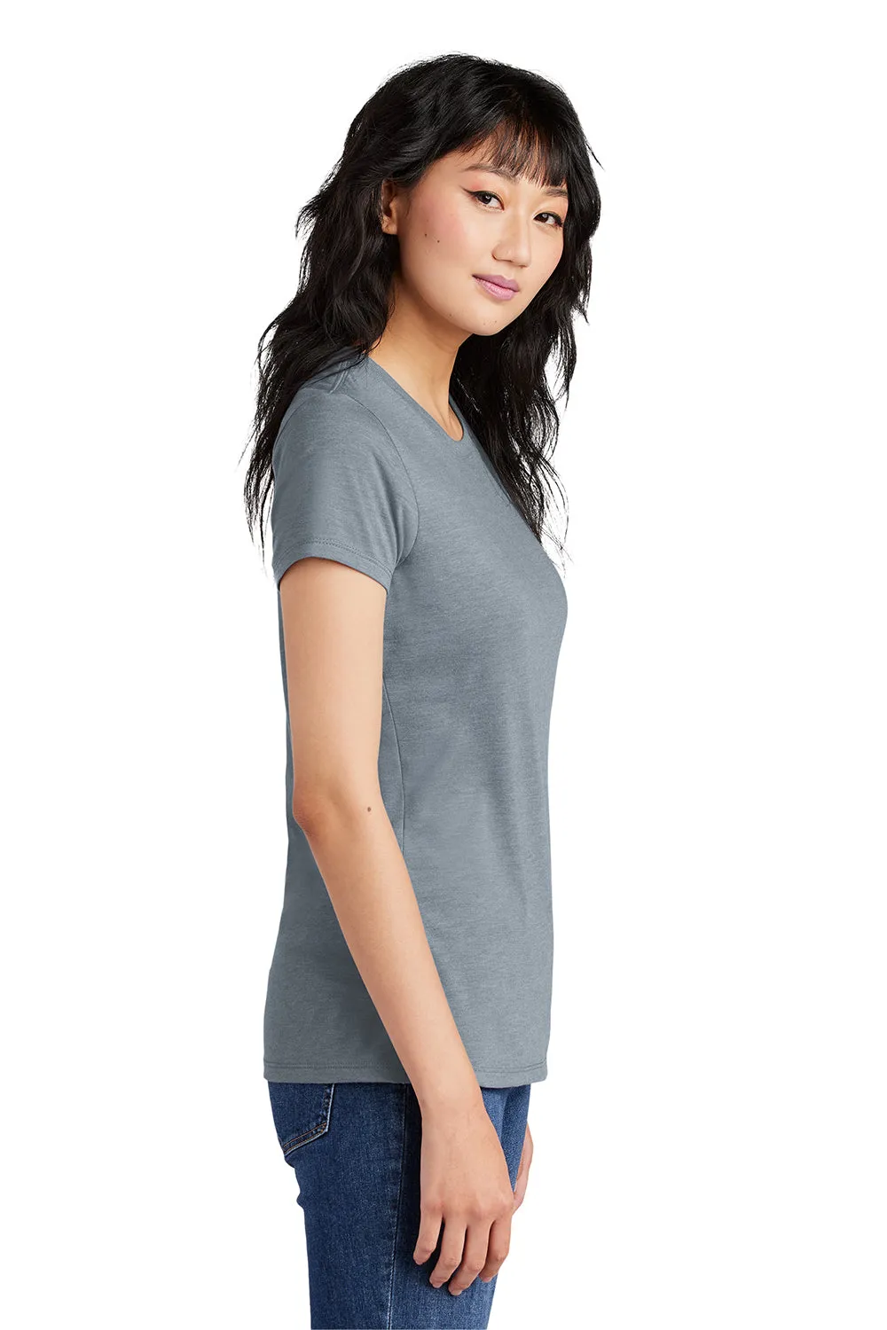 District Womens Perfect Tri Short Sleeve Crewneck T-Shirt - Heather Flint Blue  Buy new Clothing District