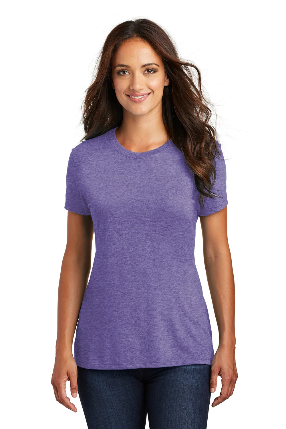 District Womens Perfect Tri Short Sleeve Crewneck T-Shirt - Purple Frost  Buy new Clothing District
