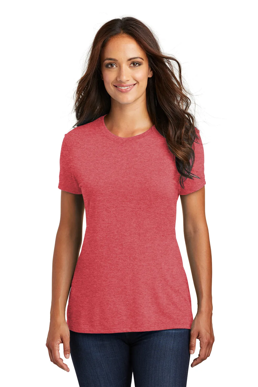 District Womens Perfect Tri Short Sleeve Crewneck T-Shirt - Red Frost  Buy new Clothing District