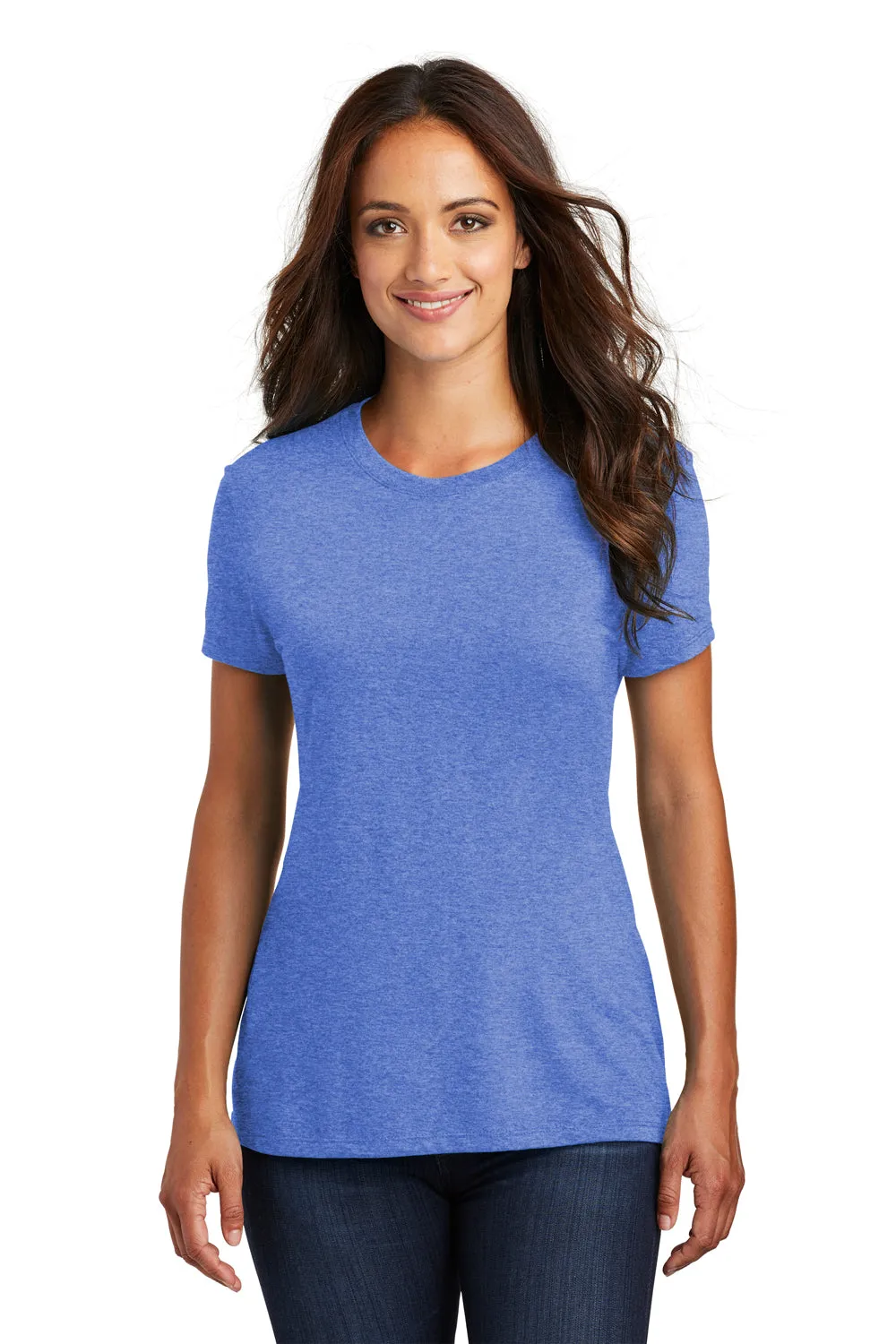 District Womens Perfect Tri Short Sleeve Crewneck T-Shirt - Royal Blue Frost  Buy new Clothing District