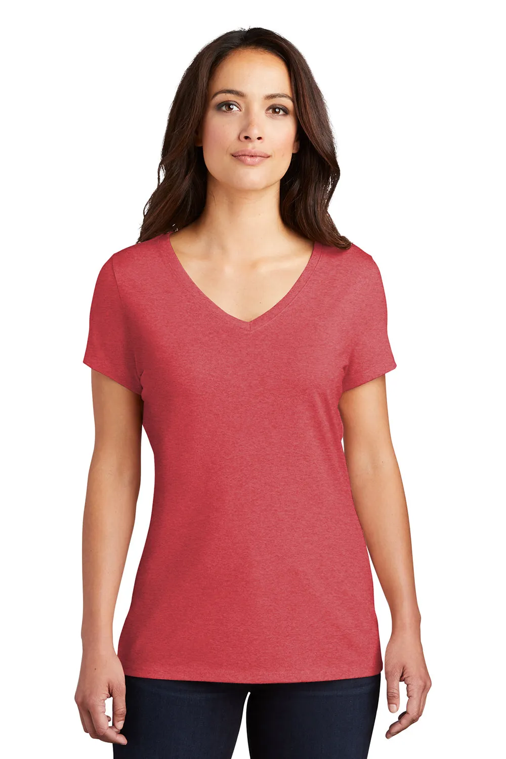 District Womens Perfect Tri Short Sleeve V-Neck T-Shirt - Red Frost  Buy new Clothing District