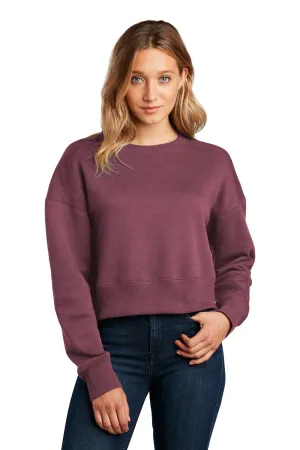 District Womens Perfect Weight Fleece Cropped Crewneck Sweatshirt - Heather Loganberry - Closeout  Buy new Clothing District