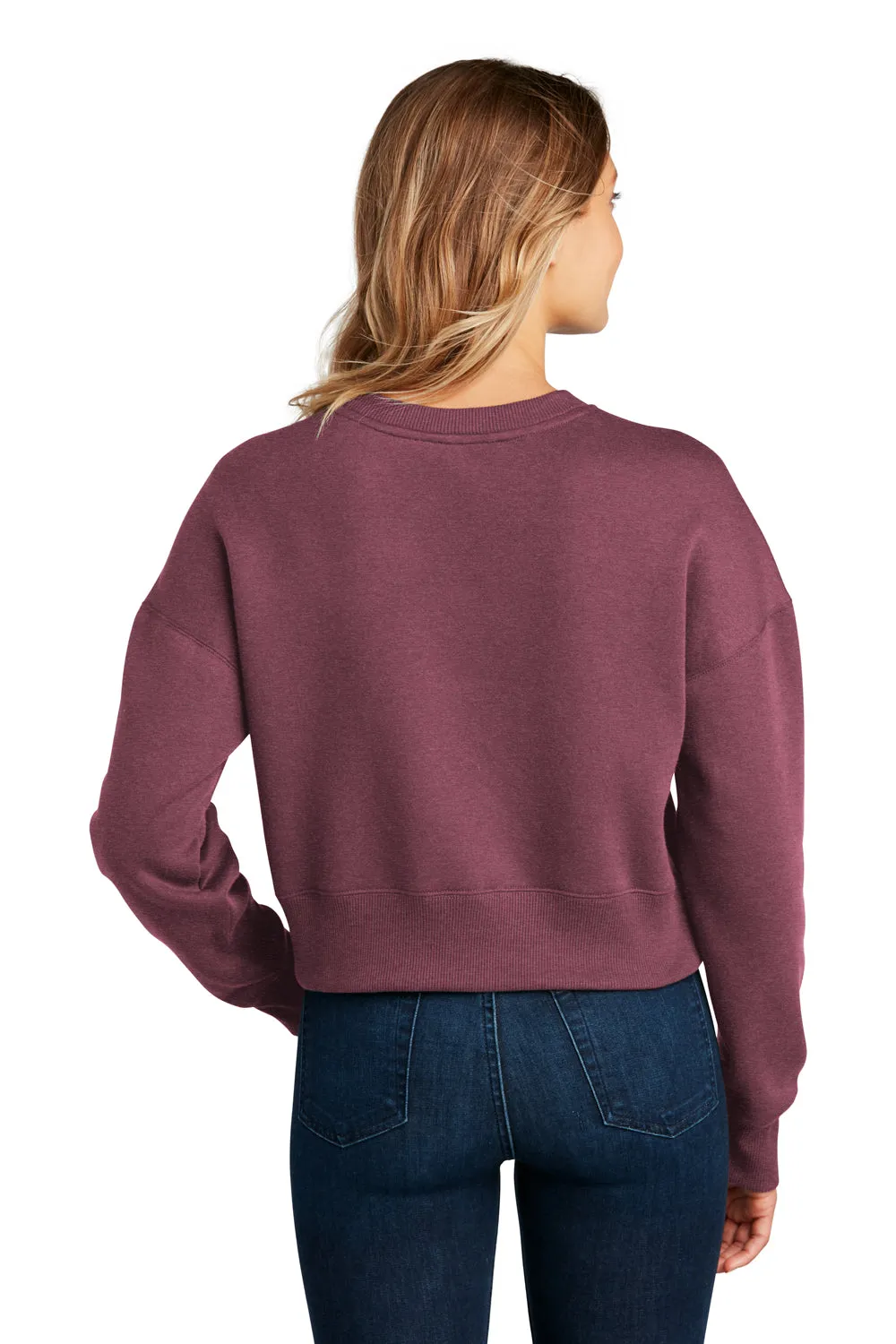 District Womens Perfect Weight Fleece Cropped Crewneck Sweatshirt - Heather Loganberry - Closeout  Buy new Clothing District