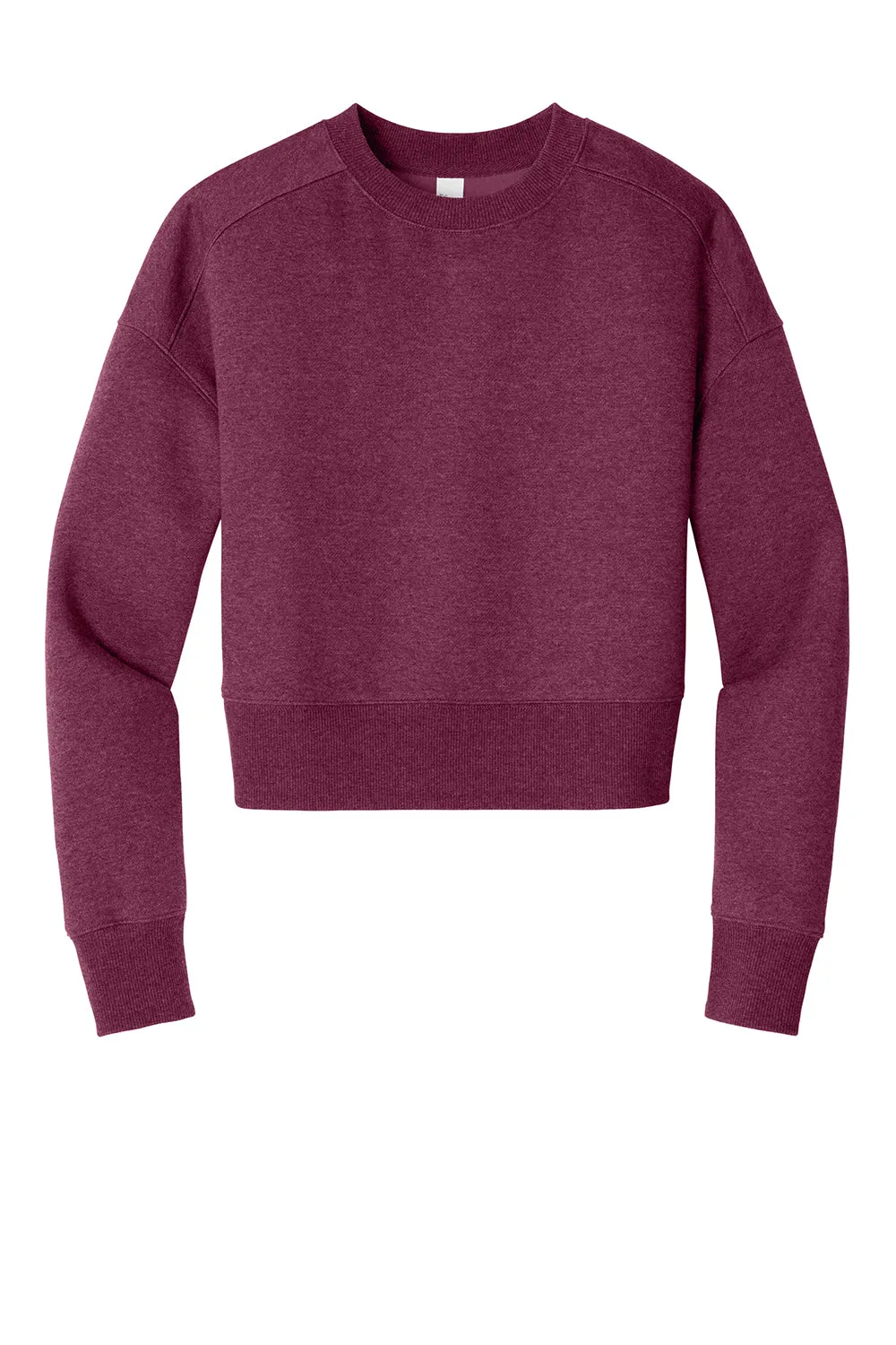 District Womens Perfect Weight Fleece Cropped Crewneck Sweatshirt - Heather Loganberry - Closeout  Buy new Clothing District