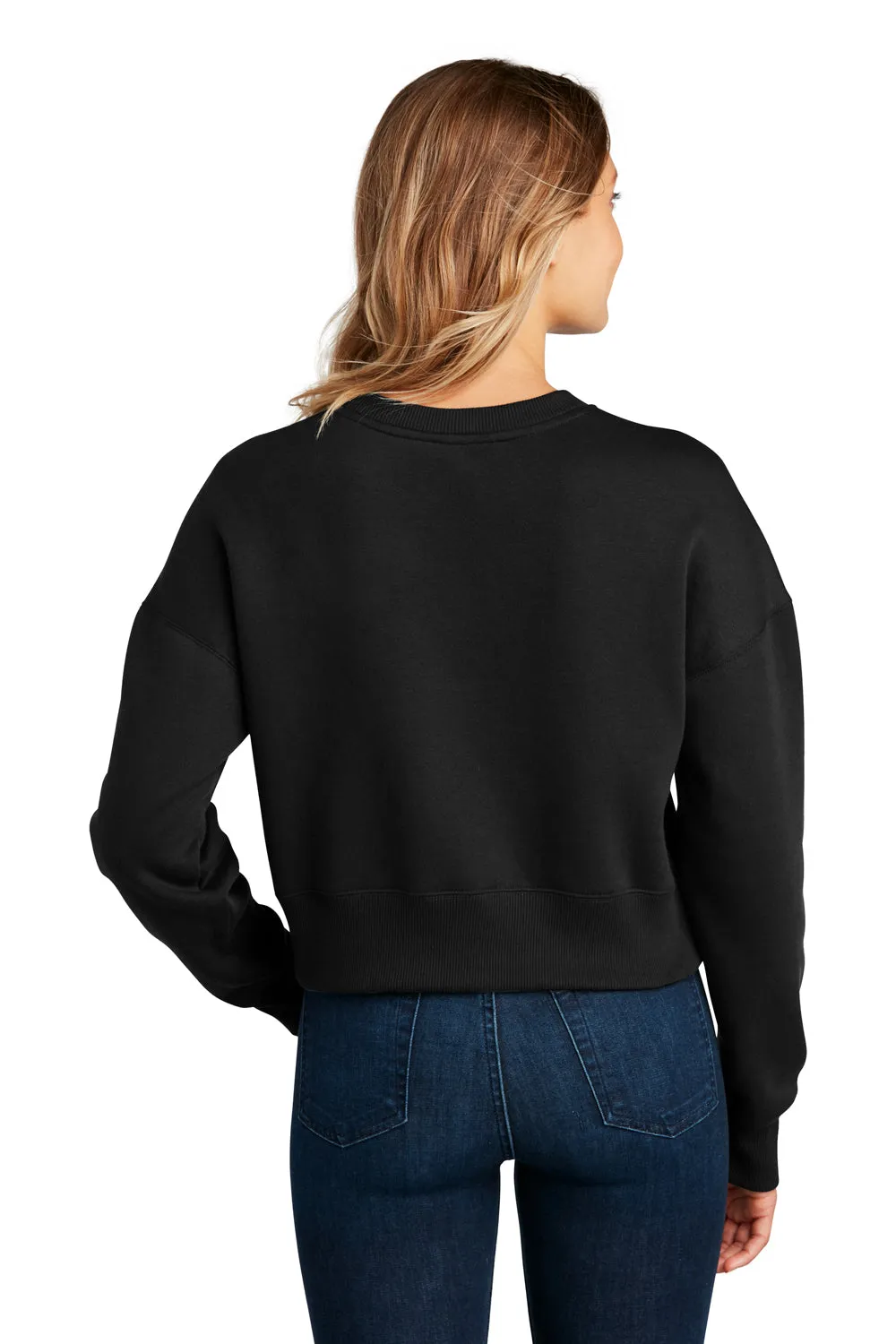 District Womens Perfect Weight Fleece Cropped Crewneck Sweatshirt - Jet Black  Buy new Clothing District