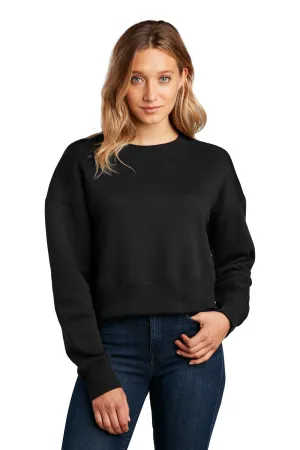 District Womens Perfect Weight Fleece Cropped Crewneck Sweatshirt - Jet Black  Buy new Clothing District
